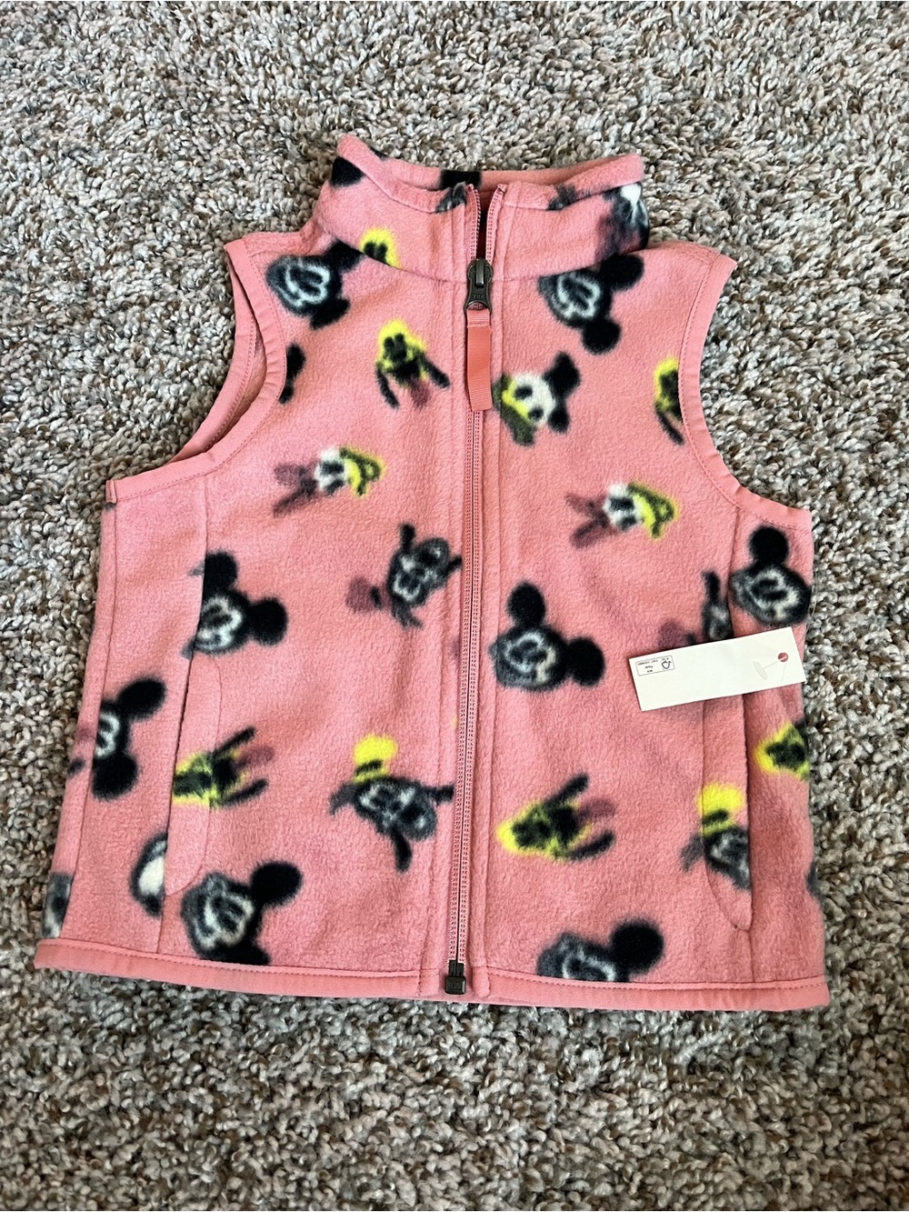 NWT Disney Amazon Essentials Toddler 2T Pink Mickey Goofy Donald Fleece Vest